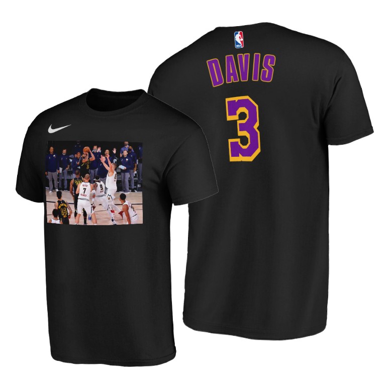 Men's Los Angeles Lakers Anthony Davis #3 NBA Game winning buzzer beater 2020 Playoffs Black Basketball T-Shirt OMG3283LH